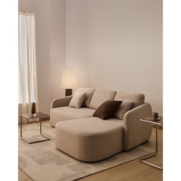 Bēšs salokāms stūra dīvāns no šenila auduma (ar kreiso stūri/ar zvilni) Laira – Kave Home-image-1