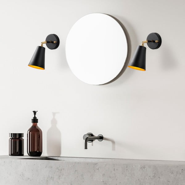 Melna/zelta krāsas sienas lampa ø 10 cm Evander – Opviq lights-image-2