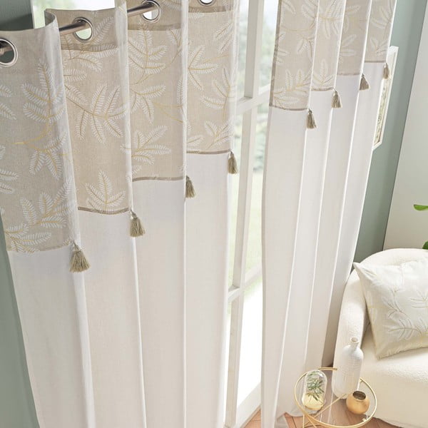 Balts/bēšs aizkars no kokvilnas maisījuma 140x240 cm Altea – douceur d'intérieur-image-3