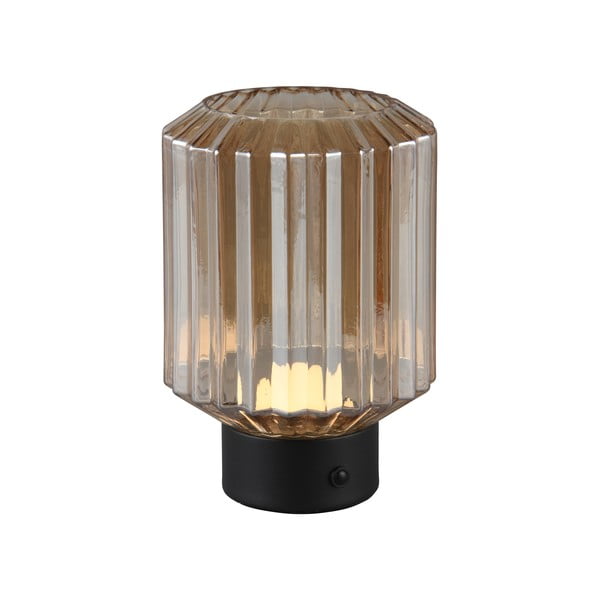 Melna/bēša LED galda lampa ar regulējamu spilgtumu un stikla abažūru (augstums 19,5 cm) Lord – Trio