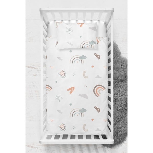 Balta bērnu gultas veļa no ranforce kokvilnas 100x150 cm Abc – Mijolnir-image-2