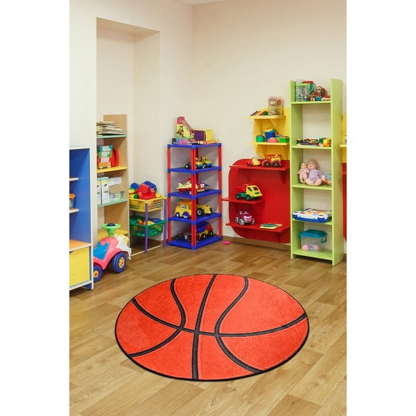 Oranžs neslīdošs bērnu paklājs Conceptum Hypnose Basketball, ø 140 cm-image-2