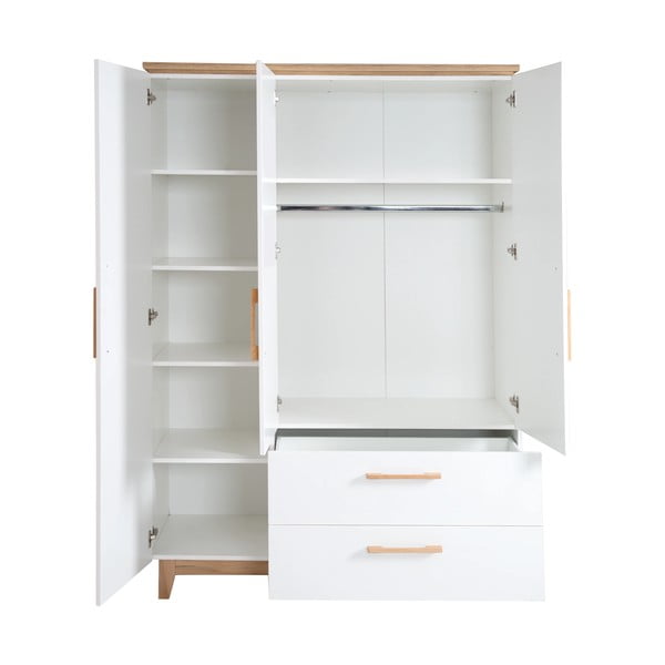 Balts bērnu drēbju skapis ar ozolkoka imitāciju 135x200 cm Finn – Roba-image-3