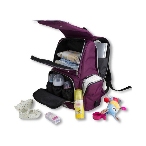 Violeta mugursoma māmiņām ar USB portu My Valice MOTHER STAR Baby Care Backpack-image-3