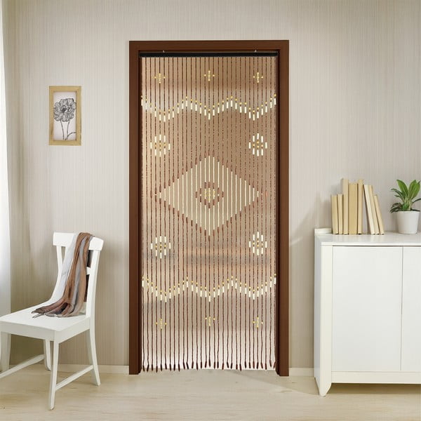 Dabīga toņa bambusa aizkars durvīm 90x200 cm Rhombus – Maximex-image-1