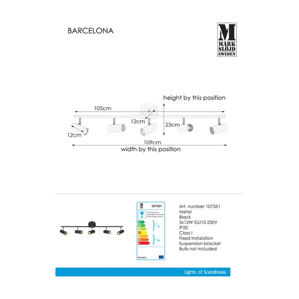Melna griestu lampa Markslöjd Barcelona-image-2