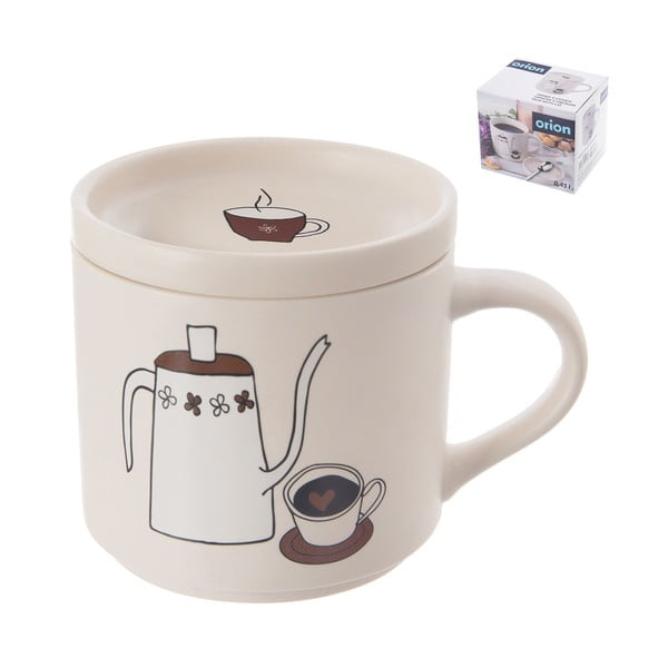 Balta porcelāna krūze ar vāciņu 450 ml – Orion-image-2