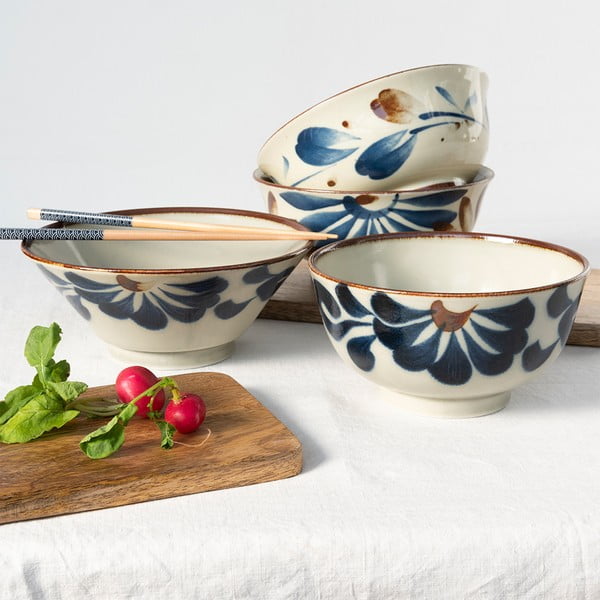 Zila/bēša porcelāna ramen zupas bļodiņa 1 l Breeze – Rex London-image-2