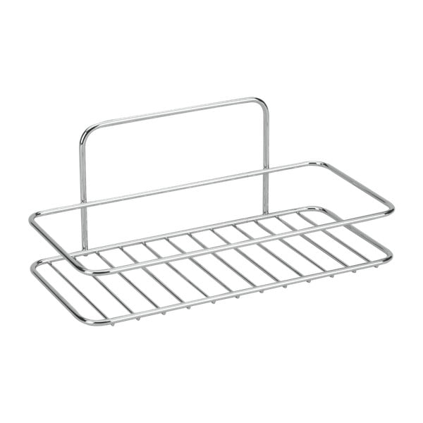 Spīdīgas sudraba krāsas tērauda piekarināms vannas istabas plaukts ar uzstādīšanu bez urbšanas Luxy – Metaltex