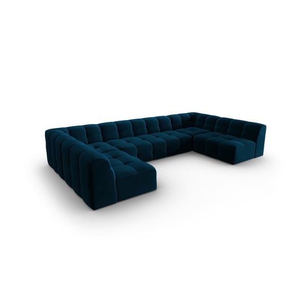 Tumši zils samta stūra dīvāns (U veida) Kendal – Micadoni Home-image-3