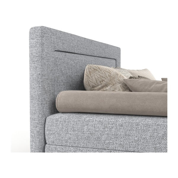 Pelēka polsterēta vienvietīga gulta 100x200 cm Alba – Maison de Rêve-image-1