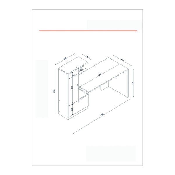 Darba galds 62x120 cm Domingos – Furny Home-image-3