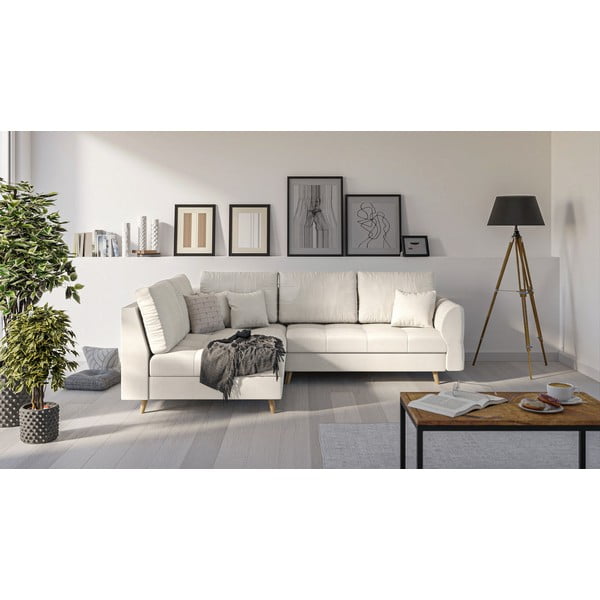 Krēmkrāsas stūra dīvāns (kreisais stūris) Ariella – Ropez-image-1