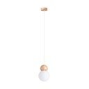 Balta/dabīga toņa masīvkoka piekaramā lampa ar stikla abažūru ø 11 cm Glim – Sollux