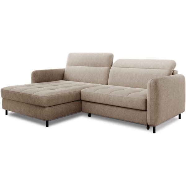 Bēšs salokāms/ar uzglabāšanas vietu stūra dīvāns no šenila auduma (ar kreiso stūri/ar zvilni) Gomsi – ELTAP-image-2