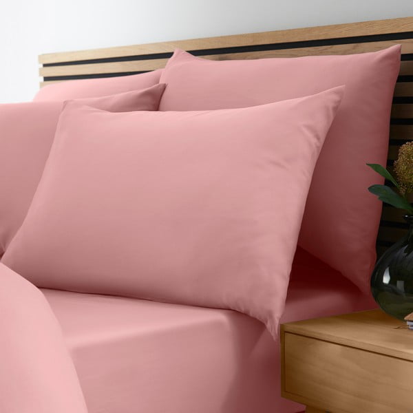 Rozā palags ar gumiju 185x200 cm So Soft Non-Iron – Catherine Lansfield-image-1