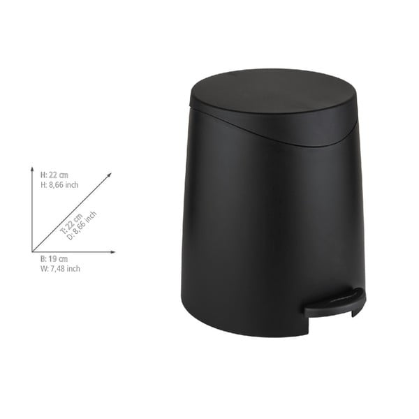 Melna plastmasas atkritumu tvertne ar pedāli 3 l Portes – Allstar-image-3