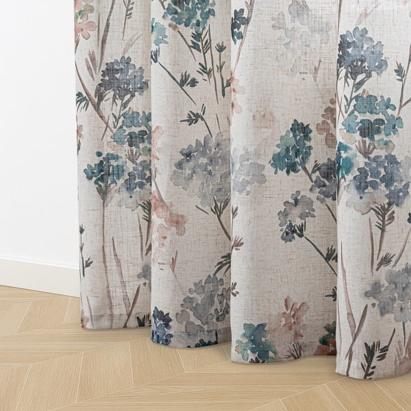 Gaiši zils/krēmkrāsas aizkars 135x250 cm Flosi – Restilo-image-2