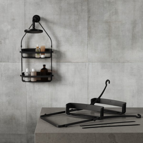 Melns piekarams plastmasas vannas istabas plaukts Flex – Umbra-image-3