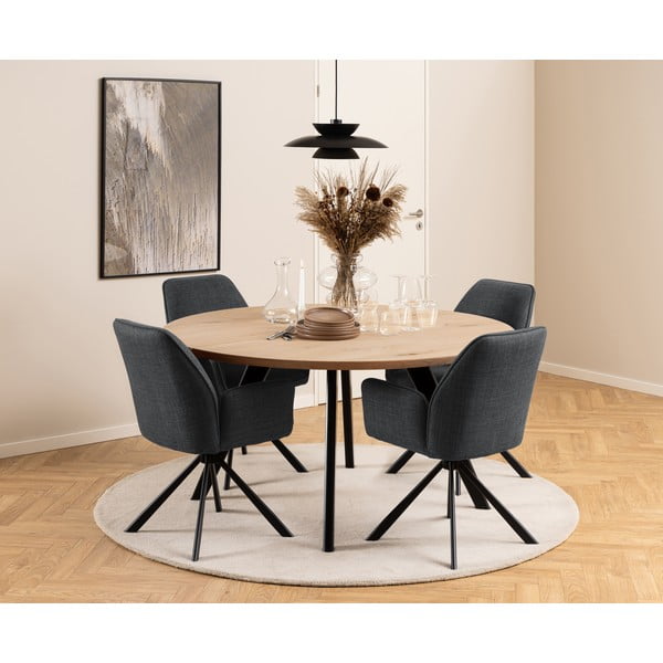 Tumši pelēki polsterēti ēdamistabas krēsli ar roku balstiem (2 gab.) Glenda – Actona-image-1