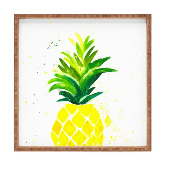 Koka dekoratīva servēšanas paplāte Pineapple, 40 x 40 cm