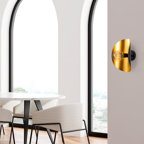 Melna/zelta krāsas sienas lampa Sivani – Opviq lights-image-3