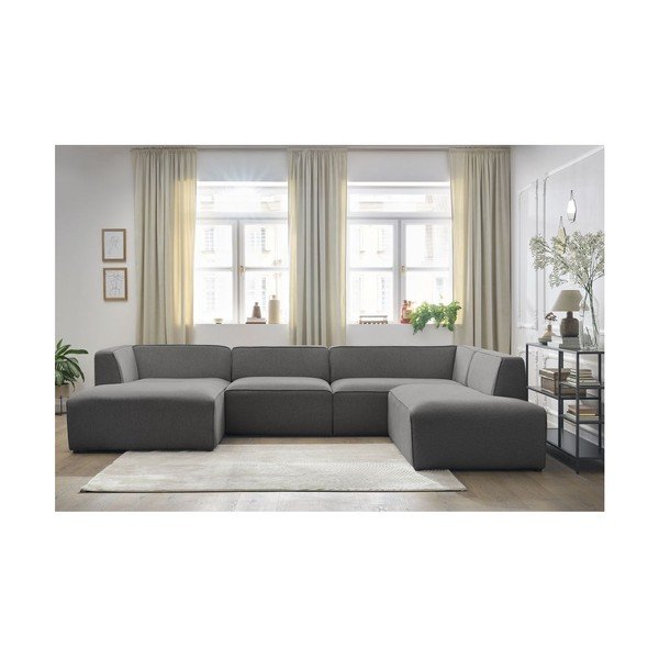 Tumši pelēks modulārais stūra dīvāns (ar labo stūri/U veida) Megeve – Bobochic Paris-image-1