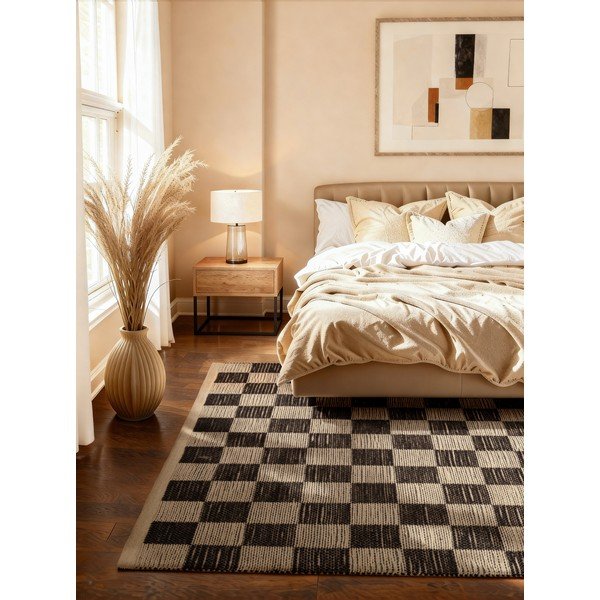 Melns/krēmkrāsas divpusējs/ar rokām darināts paklājs no džutas maisījuma 120x170 cm Rex – Hanse Home-image-1