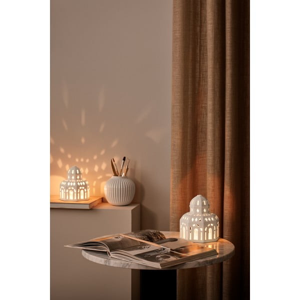 Balts keramikas Ziemassvētku svečturis Kähler Design Lighthouse, ø 12 cm-image-1