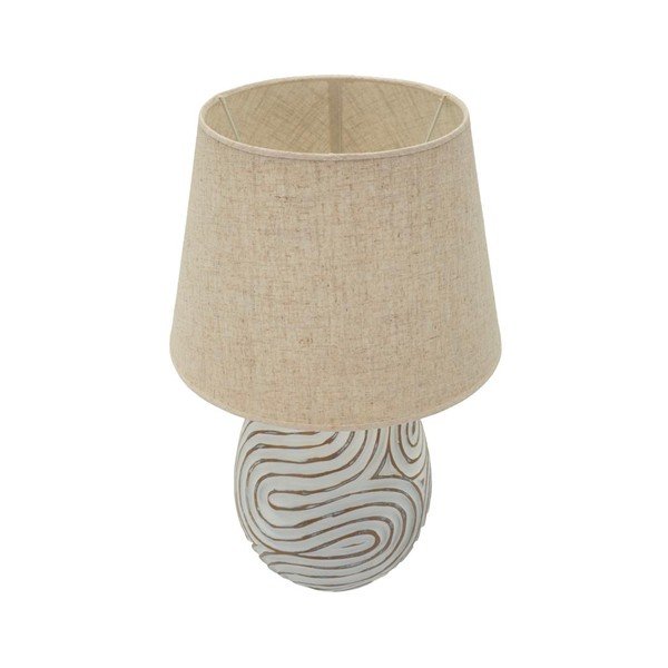 Krēmkrāsas polirezīna galda lampa ar auduma abažūru (augstums 55 cm) Oblix – Mauro Ferretti-image-2