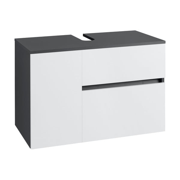 Balts/antracīta pelēks piekarams skapītis zem izlietnes 80x53 cm Wisla – Støraa-image-1