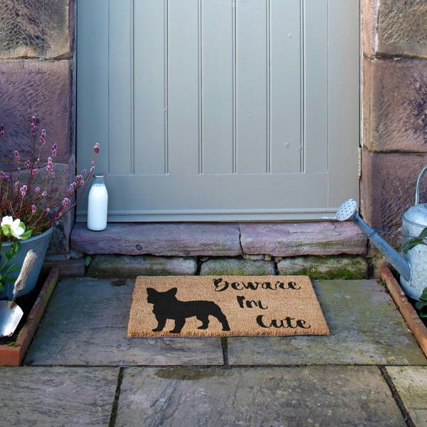 Kokosšķiedras kājslauķis 40x60 cm Beware I'm Cute French Bulldog – Artsy Doormats-image-4