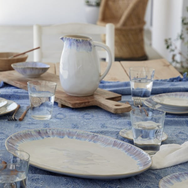 Balts un zils keramikas servēšanas šķīvis Costa Nova Brisa, garums 41 cm-image-1