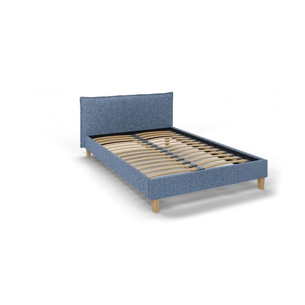 Zila mīksta divvietīga gulta ar režģi 140x200 cm Tina – Ropez