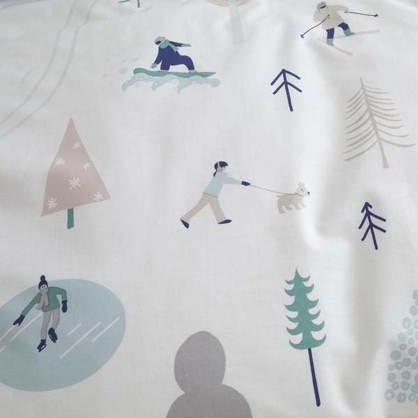 Balta divguļamā kokvilnas gultas veļa 200x200 cm Winter Fun – Bianca-image-4