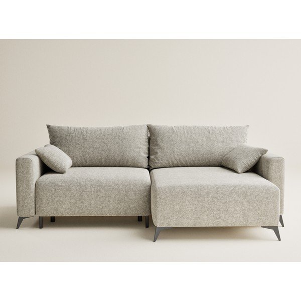 Bēšs salokāms stūra dīvāns no šenila auduma ar uzglabāšanas vietu (ar labo stūri/ar zvilni) Leon – Maison de Rêve-image-2