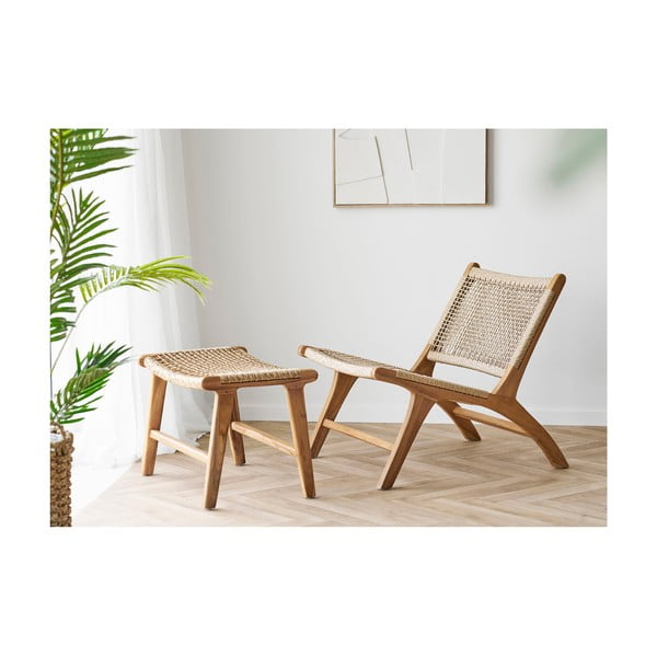 Dabīga toņa austs atpūtas krēsls ar kāju balstu Derby – House Nordic-image-1