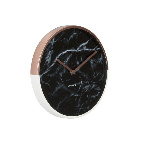 Karlsson Marble Delight marmora sienas pulkstenis ar vara krāsas rokturiem-image-1