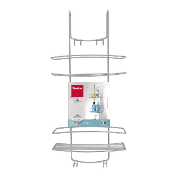 Piekaramais plaukts vannas istabai ar 2 stāviem Metaltex Onda-image-3