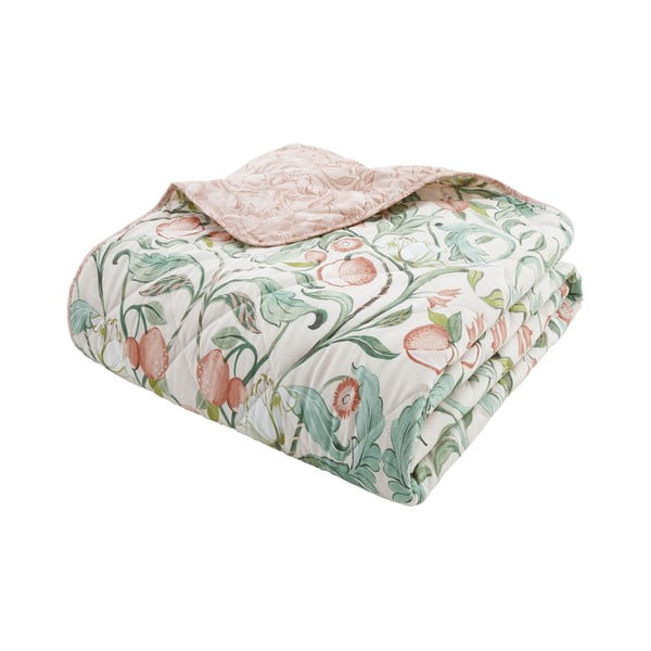 Zaļš/rozā gultas pārklājs divvietīgai gultai 220x230 cm Clarence Floral – Catherine Lansfield