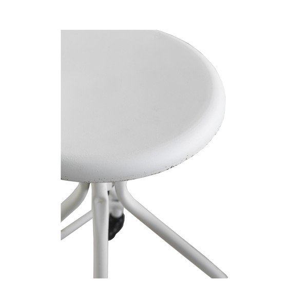 Balta metāla taburete uz riteņiem ar regulējamu augstumu Geese Industrial Style-image-1