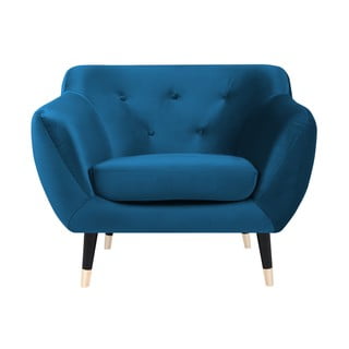 Zils atpūtas krēsls ar melnām kājām Mazzini Sofas Amelie
