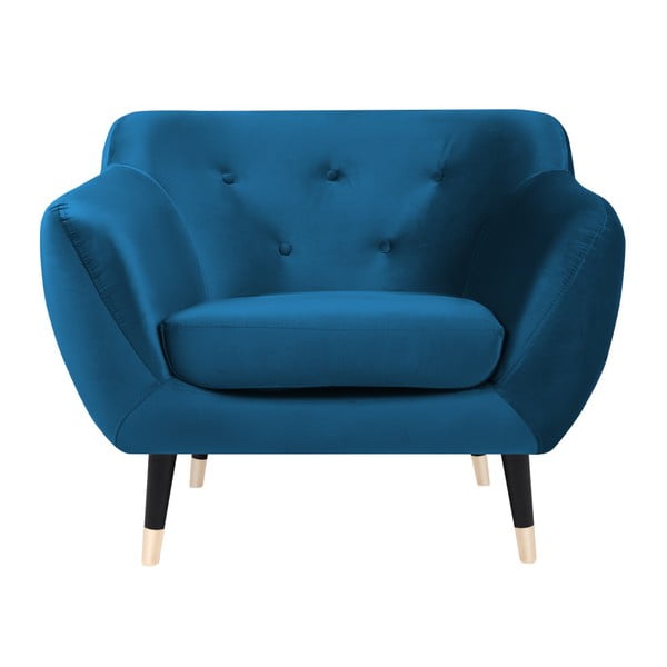 Zils atpūtas krēsls ar melnām kājām Mazzini Sofas Amelie