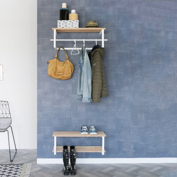 Balts/dabīga toņa metāla sienas pakaramais ar plauktu 76 cm Marco – Spinder Design-image-1