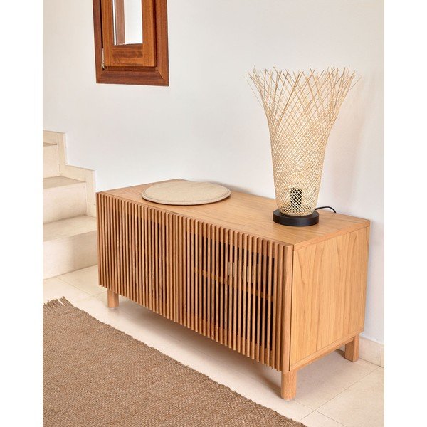 Dabīga toņa apavu plaukts ar ozolkoka imitāciju un soliņu Beyla – Kave Home-image-3