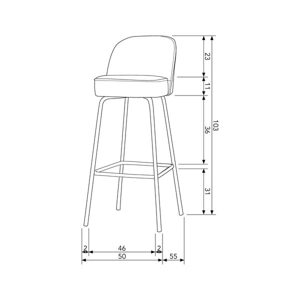 Gaiši zils samta bāra krēsls (sēdekļa augstums 79 cm) Vogue – WOOOD-image-2
