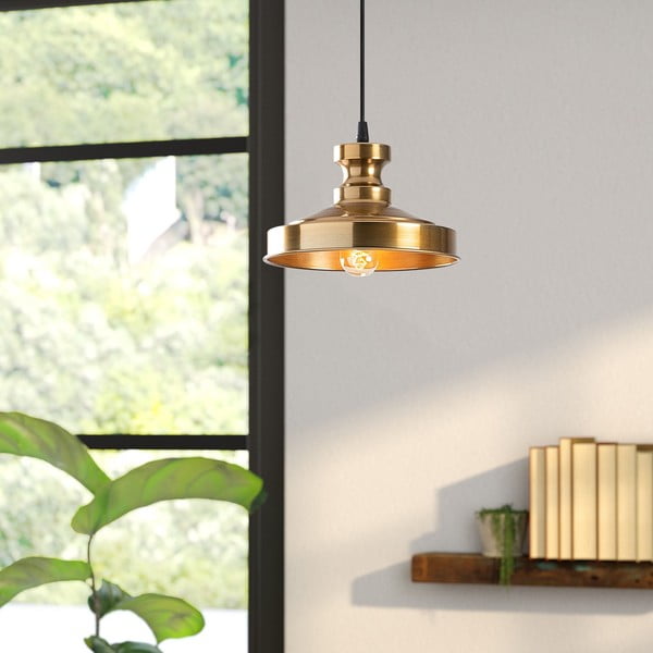 Zelta krāsas piekaramā lampa ar metāla abažūru ø 22 cm Berceste – Opviq lights-image-1