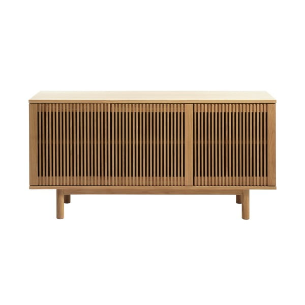 Dabīga toņa zema kumode ar ozolkoka imitāciju 143x70 cm Tiber – Unique Furniture