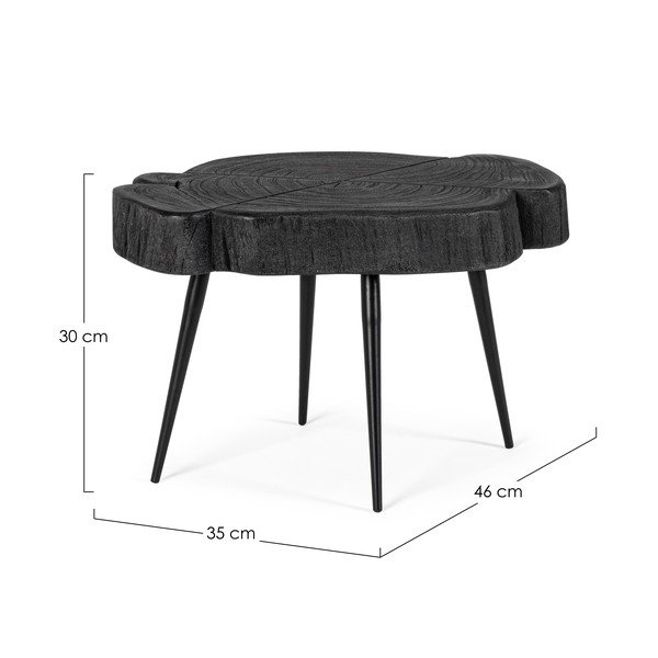 Melns žurnālgaldiņš ar akācijas koka galda virsmu 35x46 cm Zakia – Bizzotto-image-4