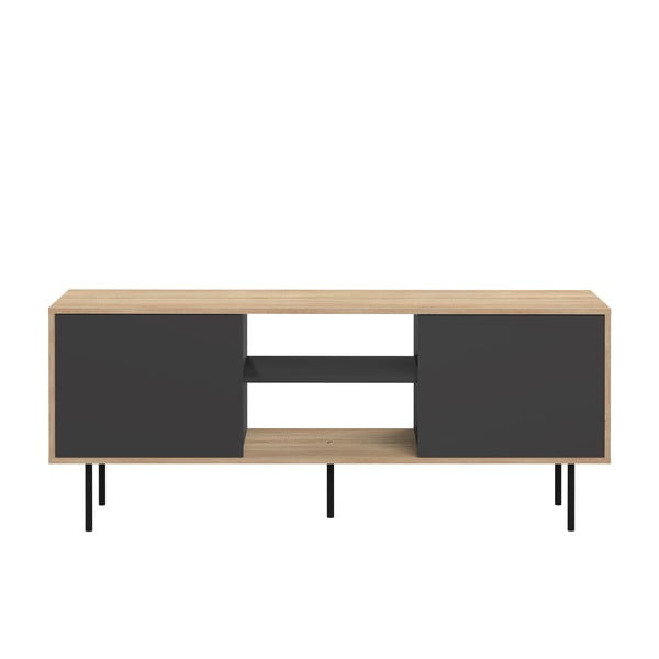 TV galdiņš ar melnām durvīm un melnām kājām TemaHome Attitude
